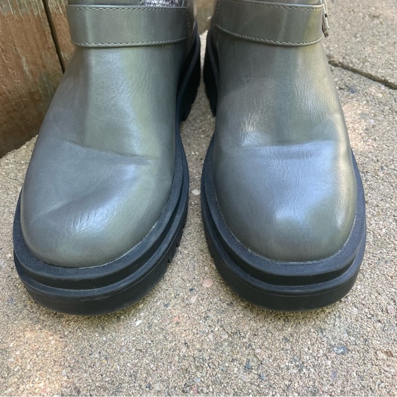 JUST FAB Women’s Black Gray Scout Sherpa Tweed Moto Boot Size 7.5 - Picture 2 of 9